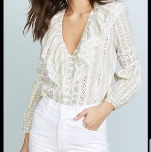 Veronica Beard Lima Top/ Striped Lace Top